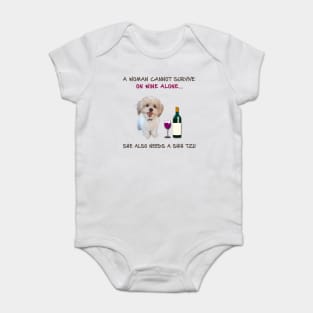 A woman Cannot Survive On Wine Alone She Also Needs A Shih Tzu Baby Bodysuit